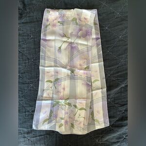 Vintage Oscar de la Renta Floral Sheer Silk Long Scarf